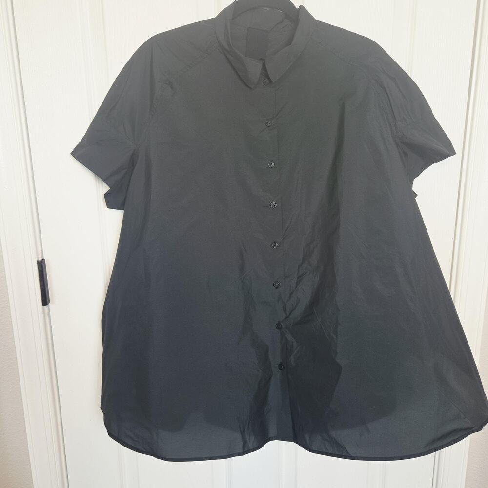 Studio Rundholz Top Womens M Black Short Sleeve Shirt Swing Trapeze A-Line